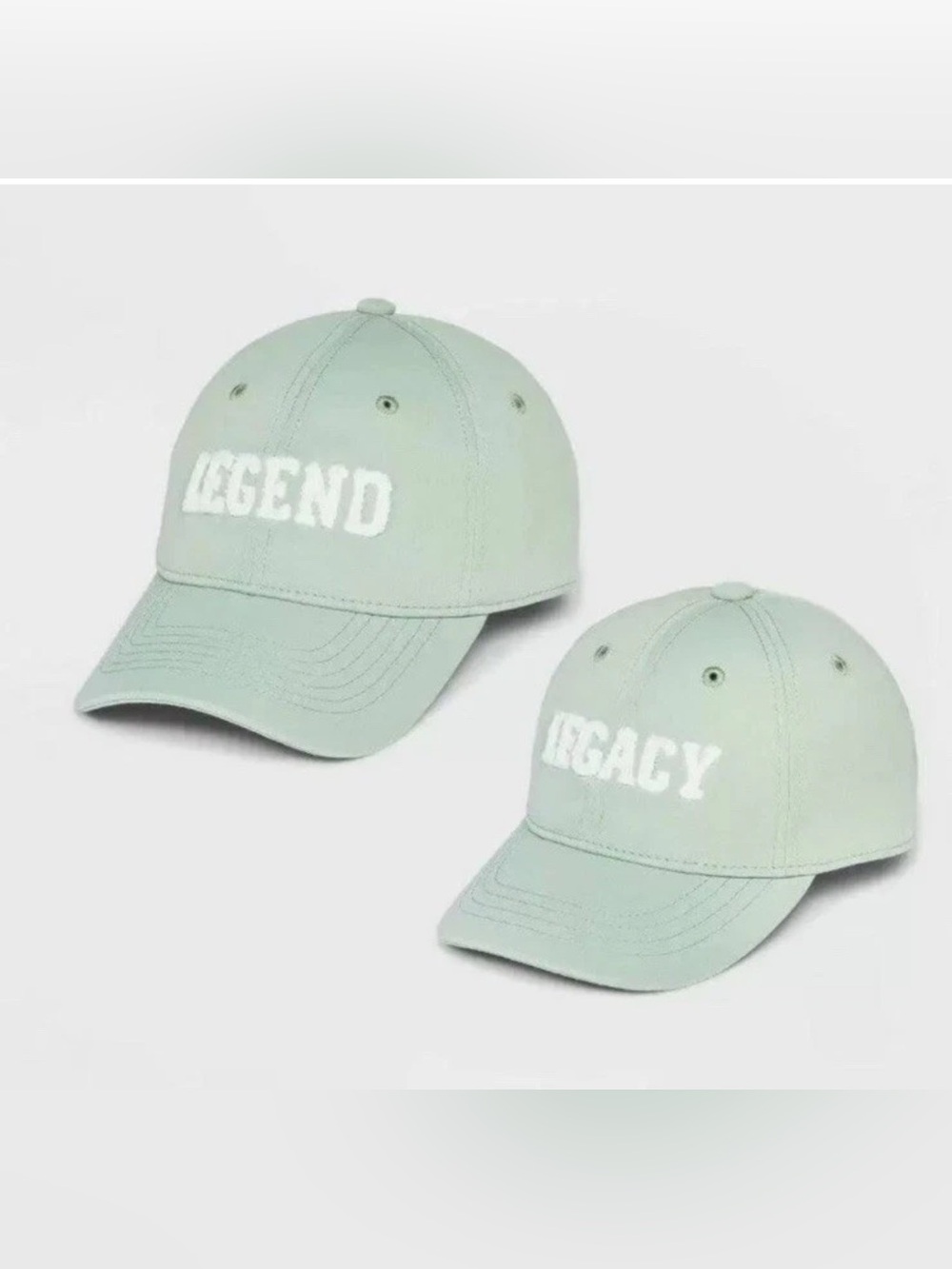 Goodfellow Father and Kid Hats Set Legend & Legacy One Size Mint & White